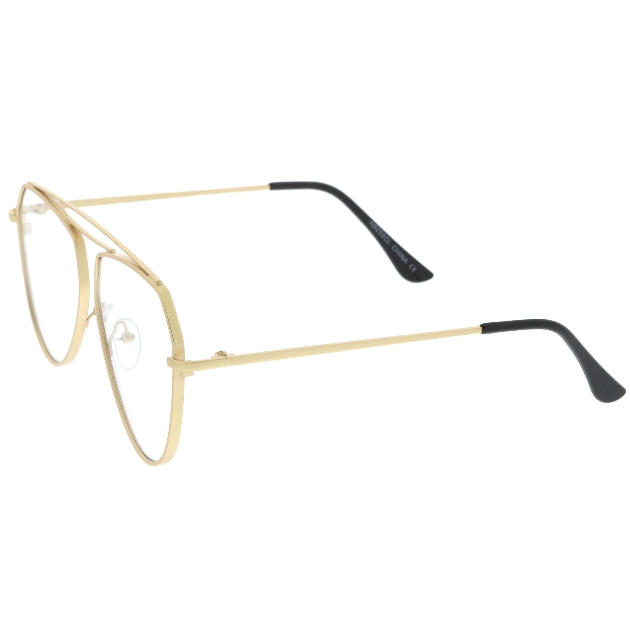 Modern Geometric Laser Cut Penta Clear Flat Lens Glasses A954