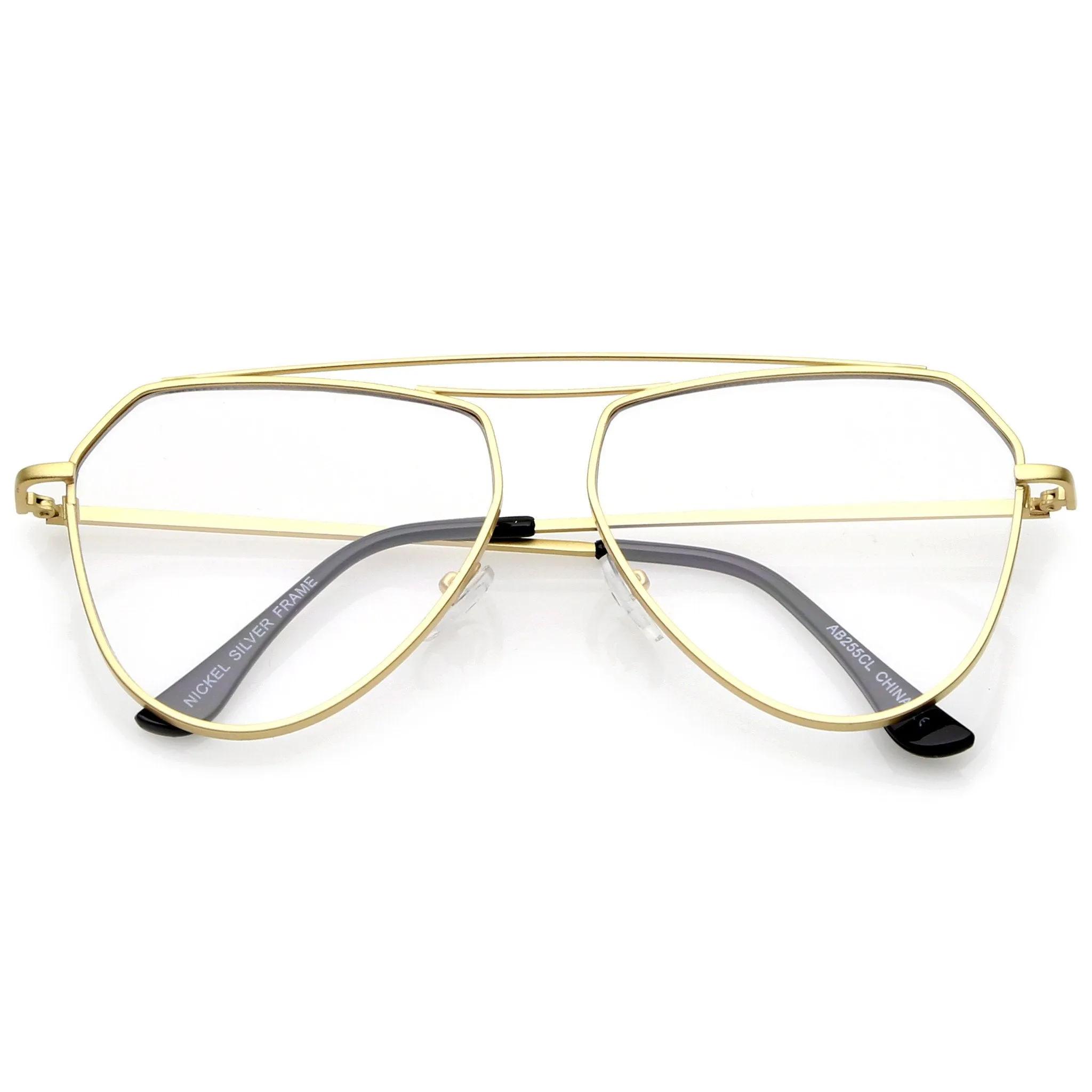 Modern Geometric Laser Cut Penta Clear Flat Lens Glasses A954
