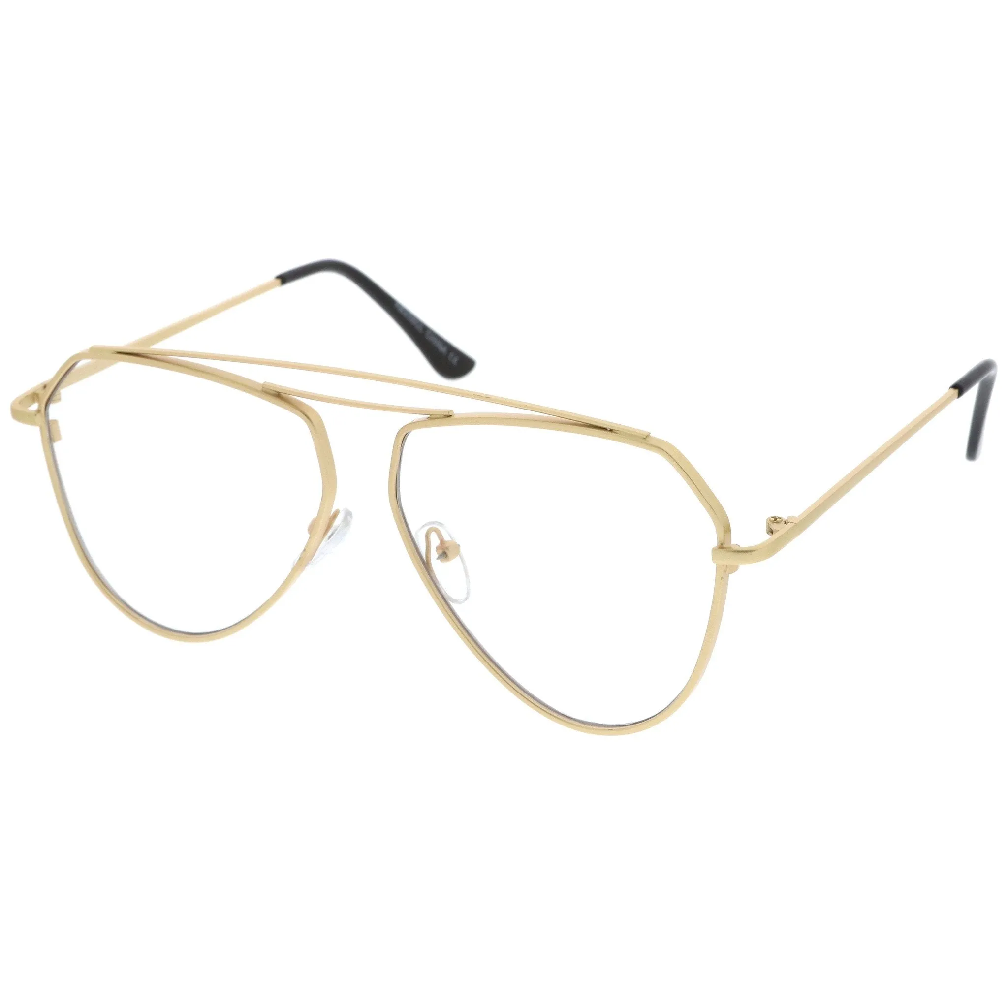 Modern Geometric Laser Cut Penta Clear Flat Lens Glasses A954