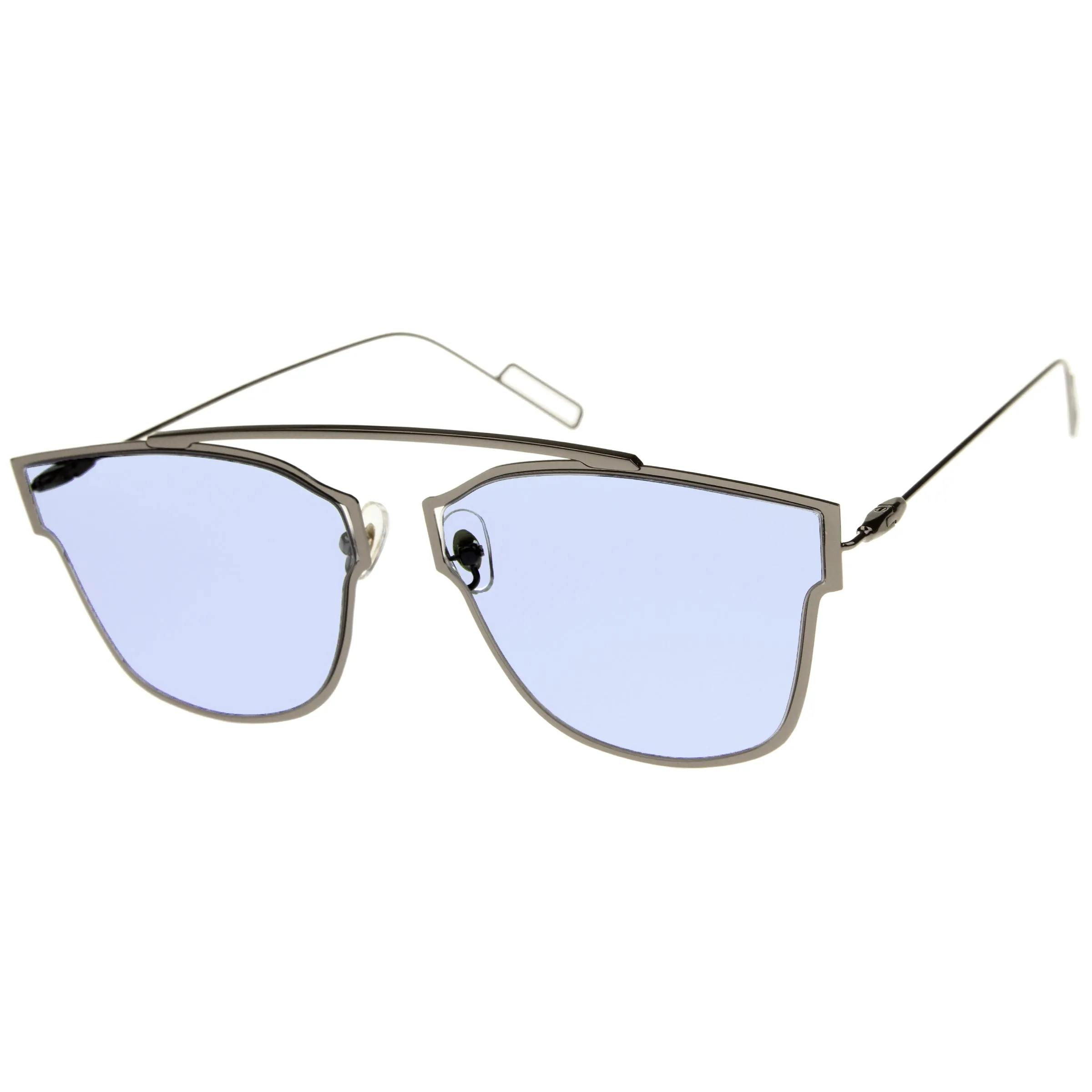 Modern Thin Wire Frame Flat Lens Pantos Sunglasses A353