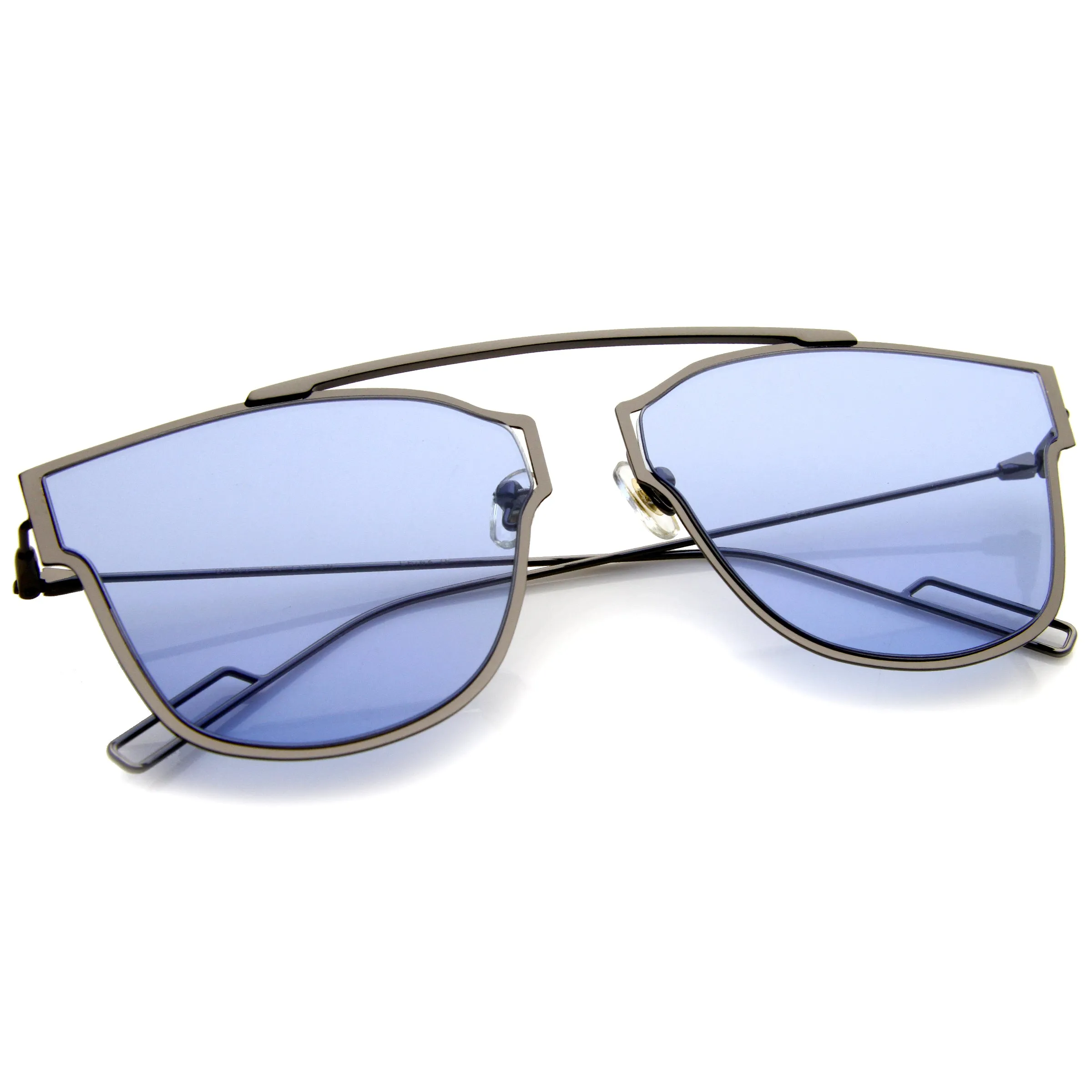 Modern Thin Wire Frame Flat Lens Pantos Sunglasses A353