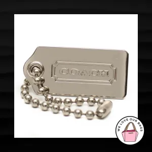 NEW 1.75" Medium COACH SILVER NICKEL METAL KEY FOB BAG CHARM KEYCHAIN HANG TAG