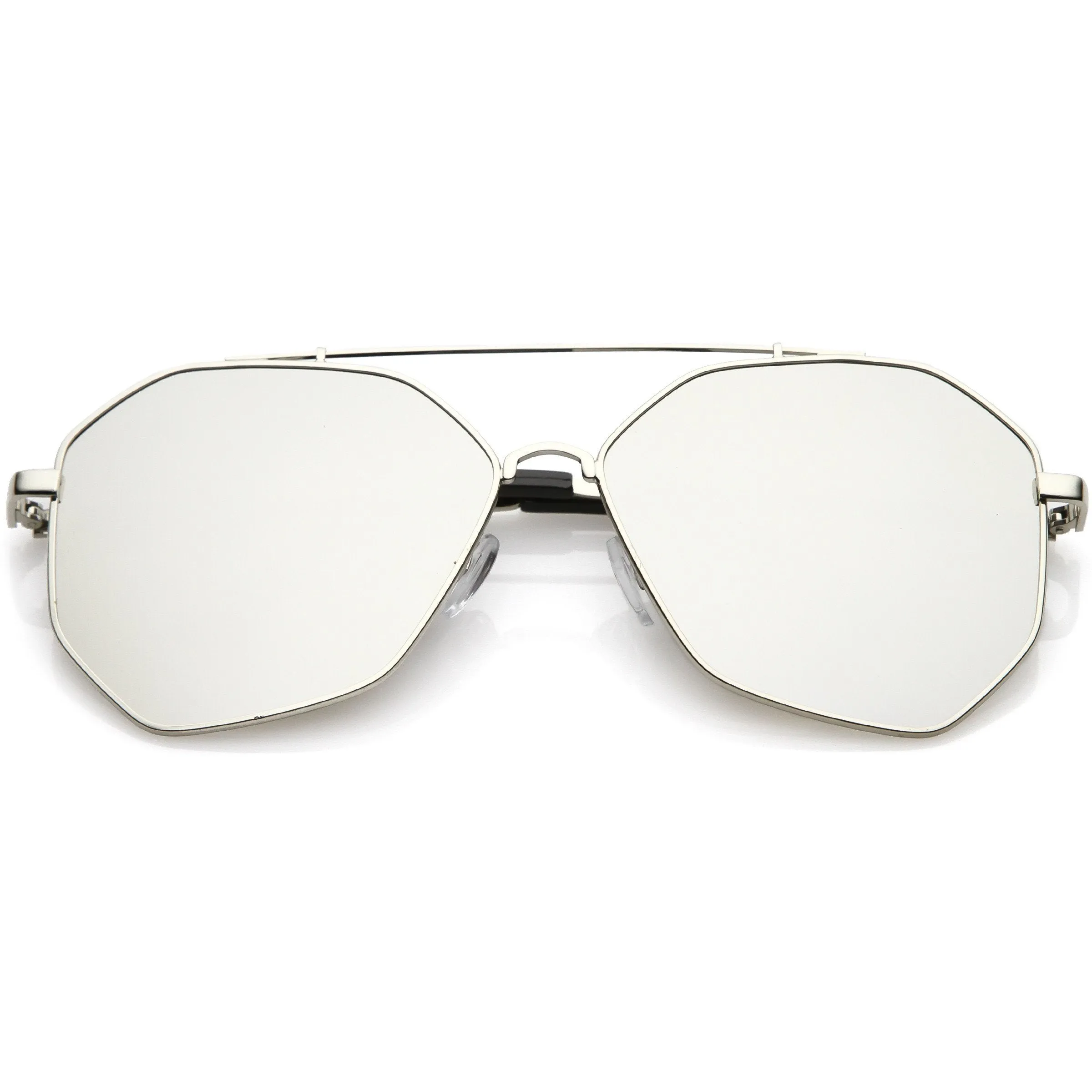 Oversize Geometric Mirrored Flat Lens Aviator Sunglasses C217