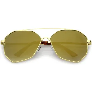 Oversize Geometric Mirrored Flat Lens Aviator Sunglasses C217