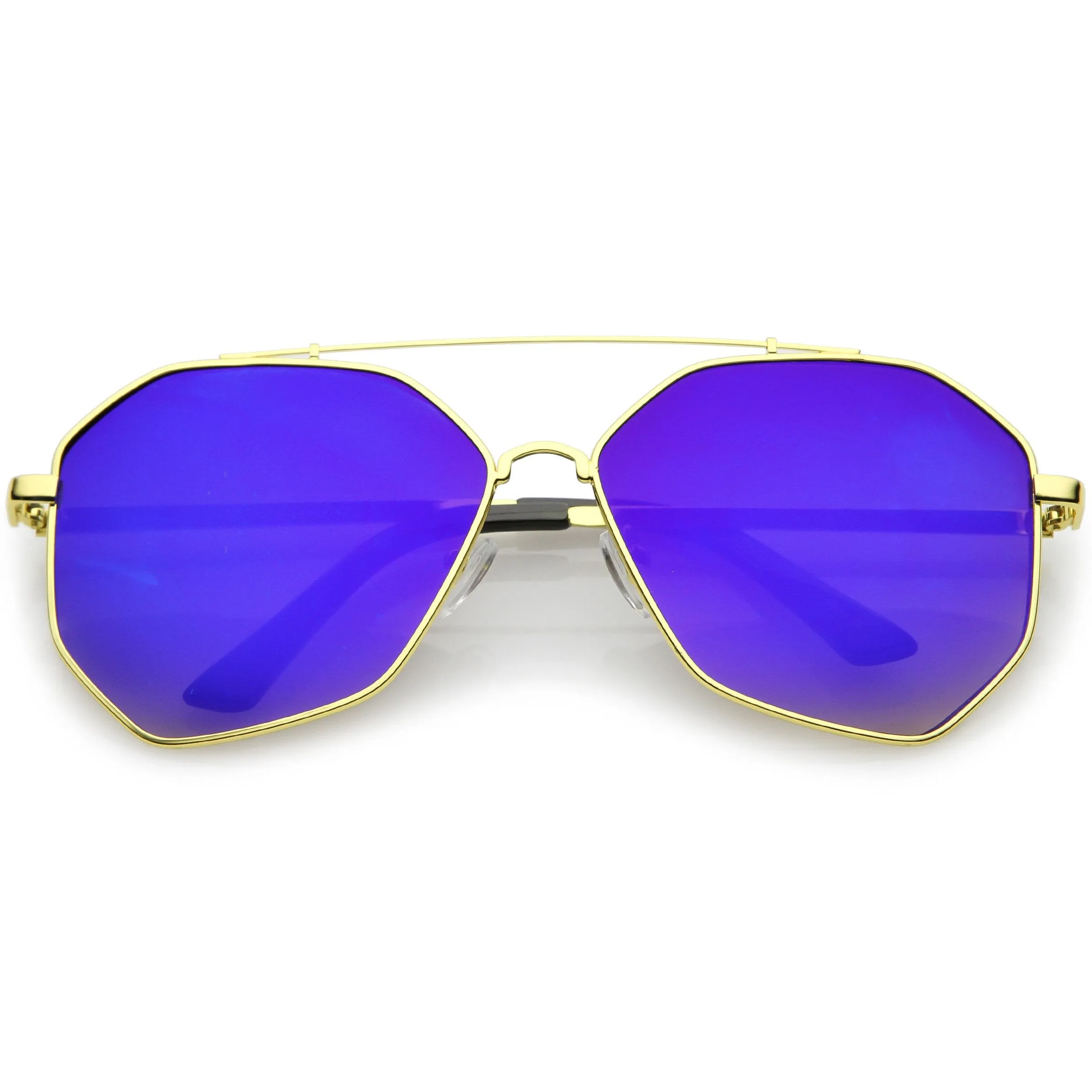 Oversize Geometric Mirrored Flat Lens Aviator Sunglasses C217
