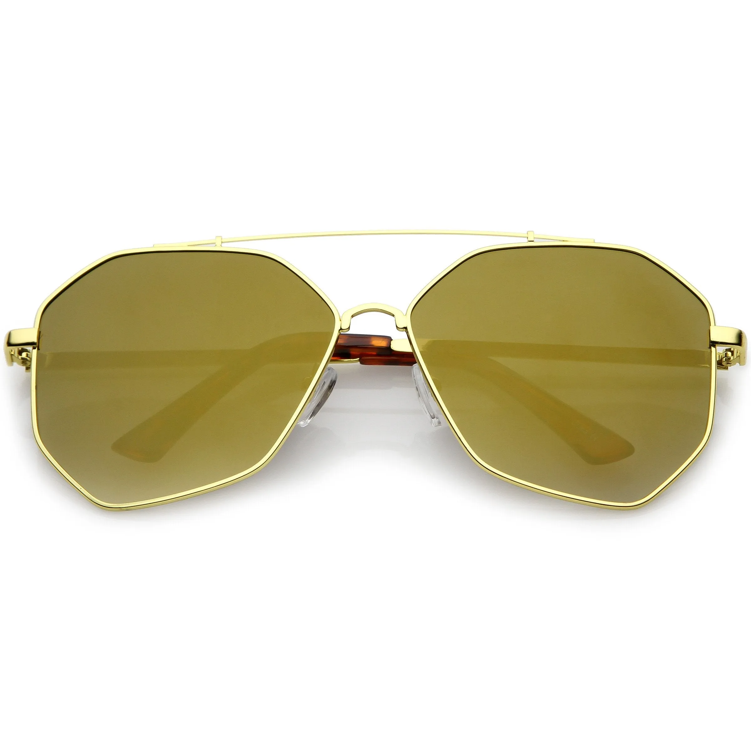 Oversize Geometric Mirrored Flat Lens Aviator Sunglasses C217