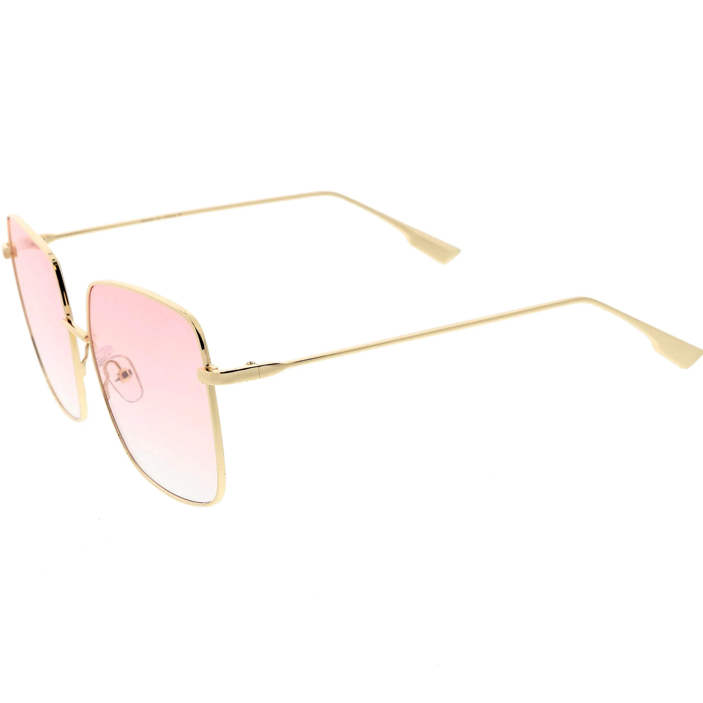 Oversize Women's Square Flat Lens Thin Metal Sunglasses C922