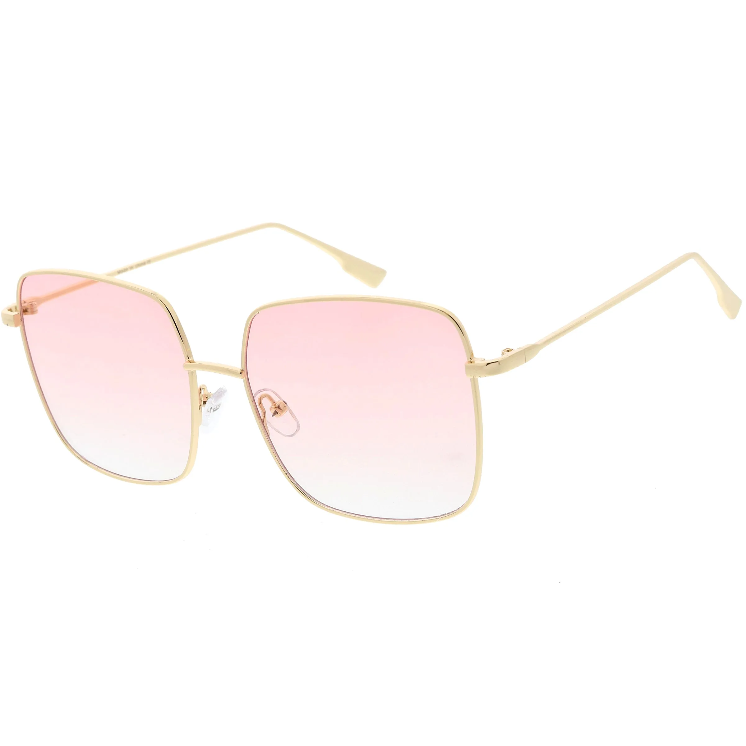 Oversize Women's Square Flat Lens Thin Metal Sunglasses C922