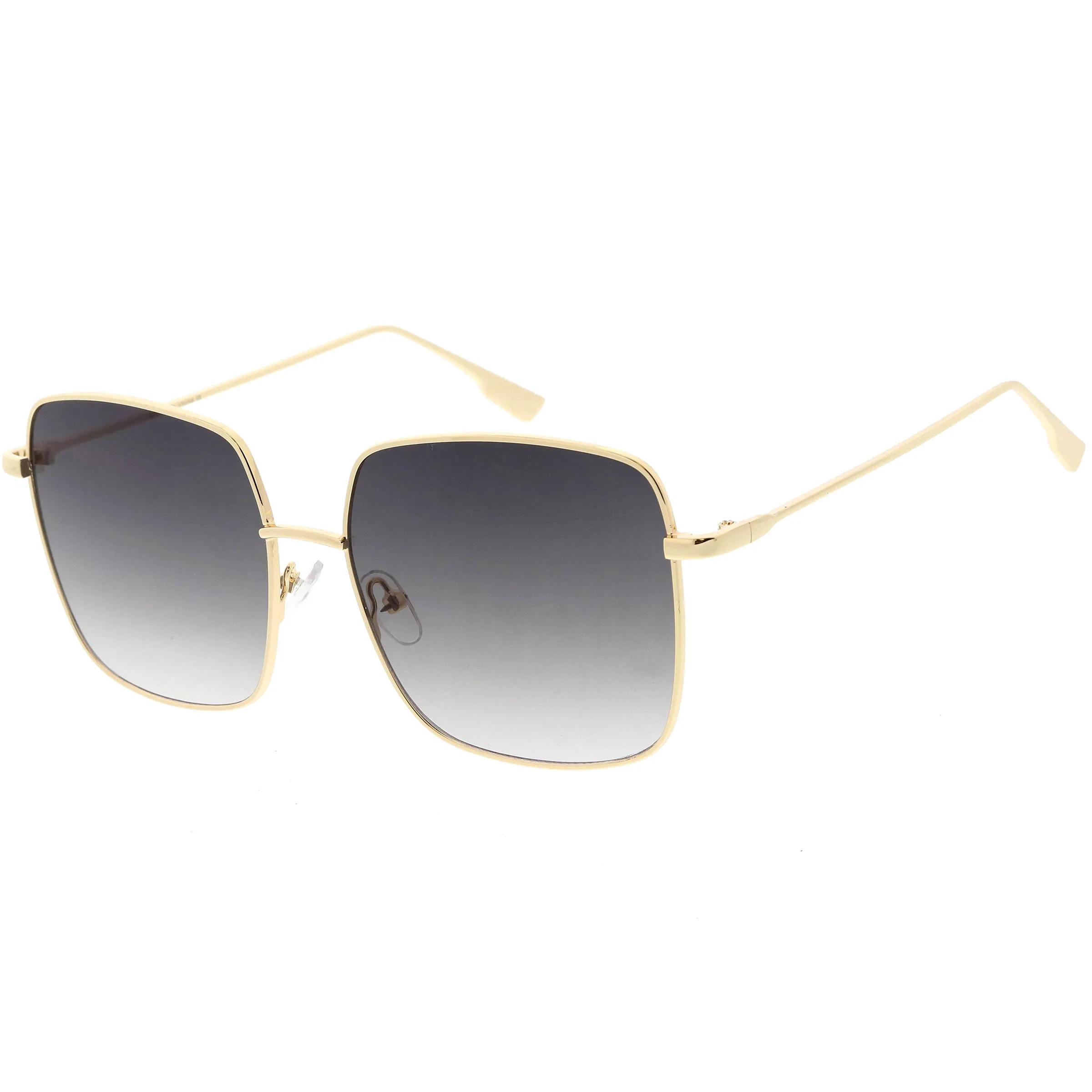 Oversize Women's Square Flat Lens Thin Metal Sunglasses C922