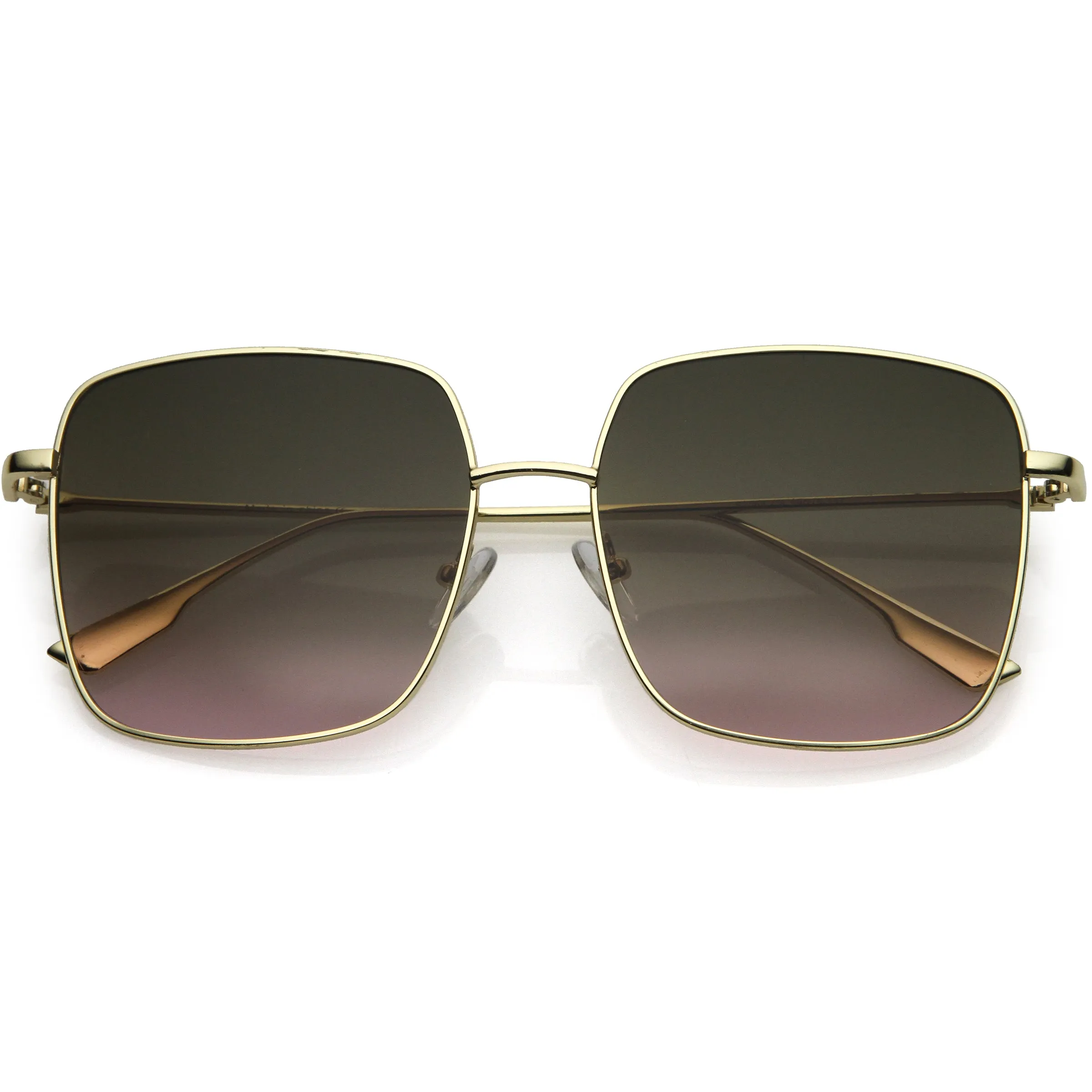 Oversize Women's Square Flat Lens Thin Metal Sunglasses C922