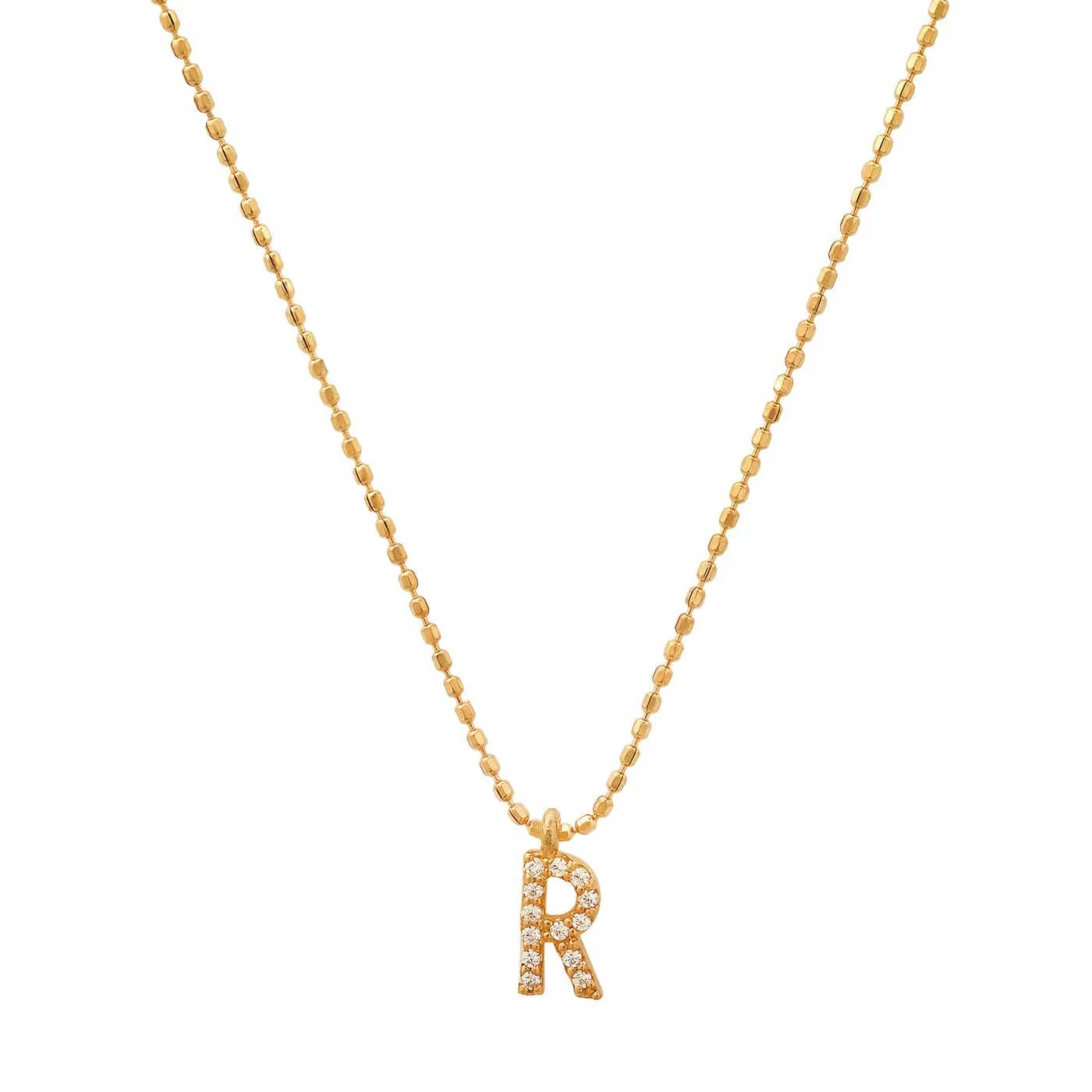 Pave Initial Ball Chain Necklace
