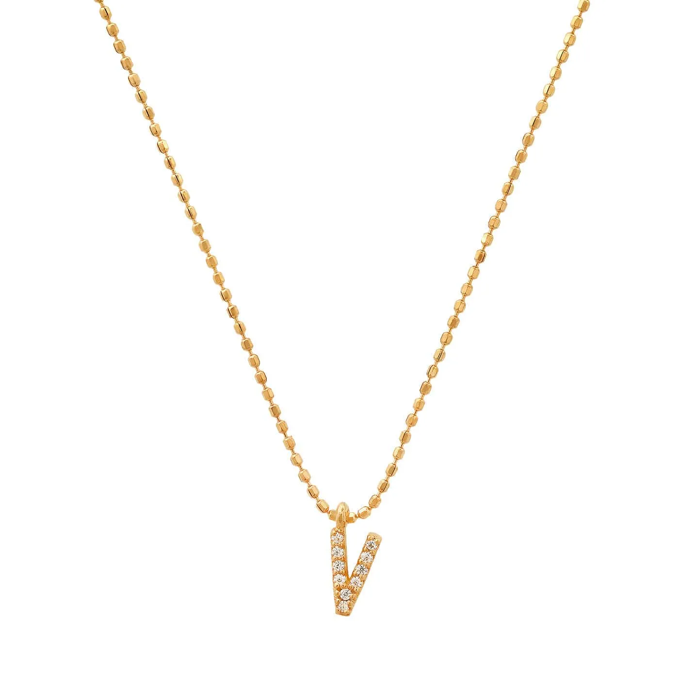 Pave Initial Ball Chain Necklace