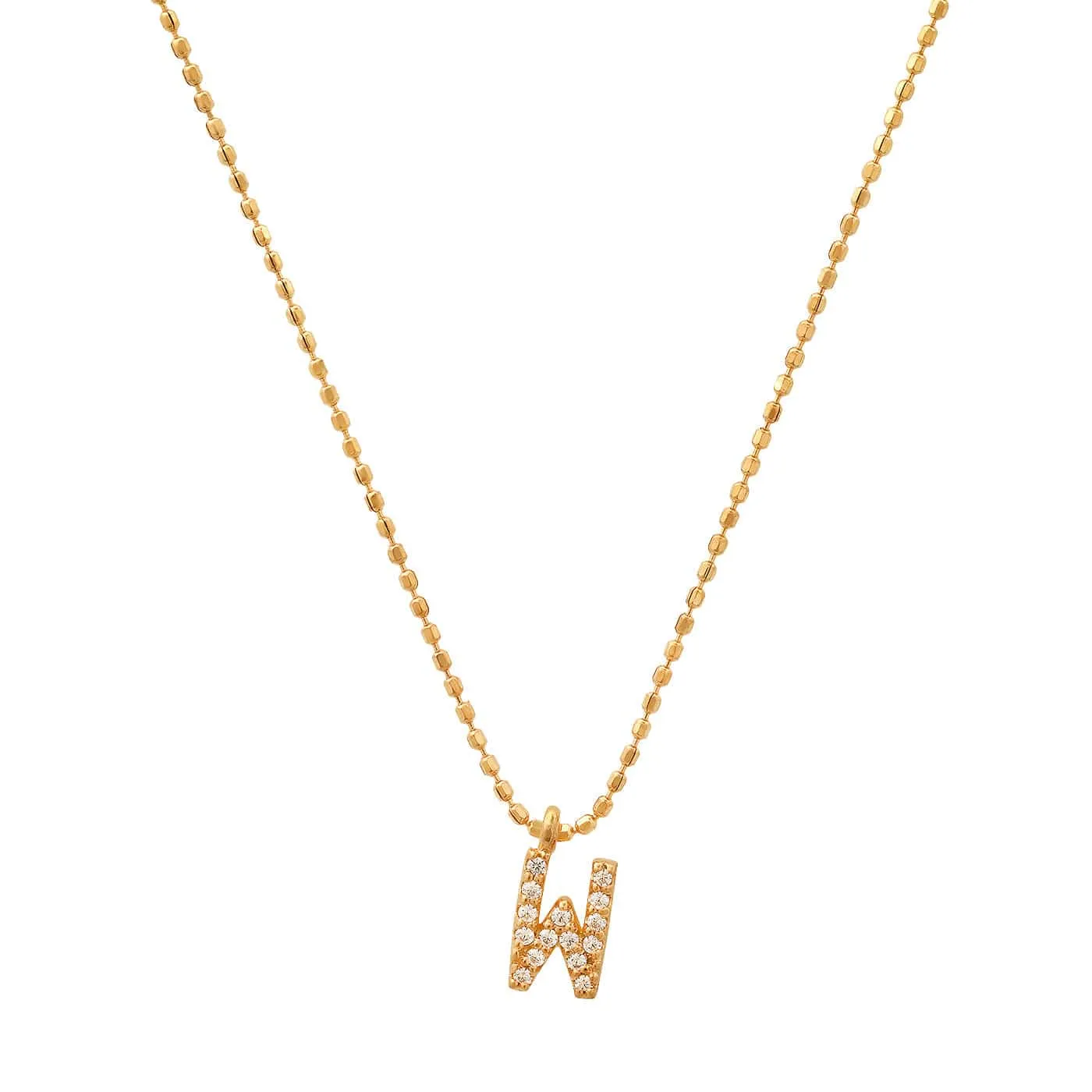 Pave Initial Ball Chain Necklace