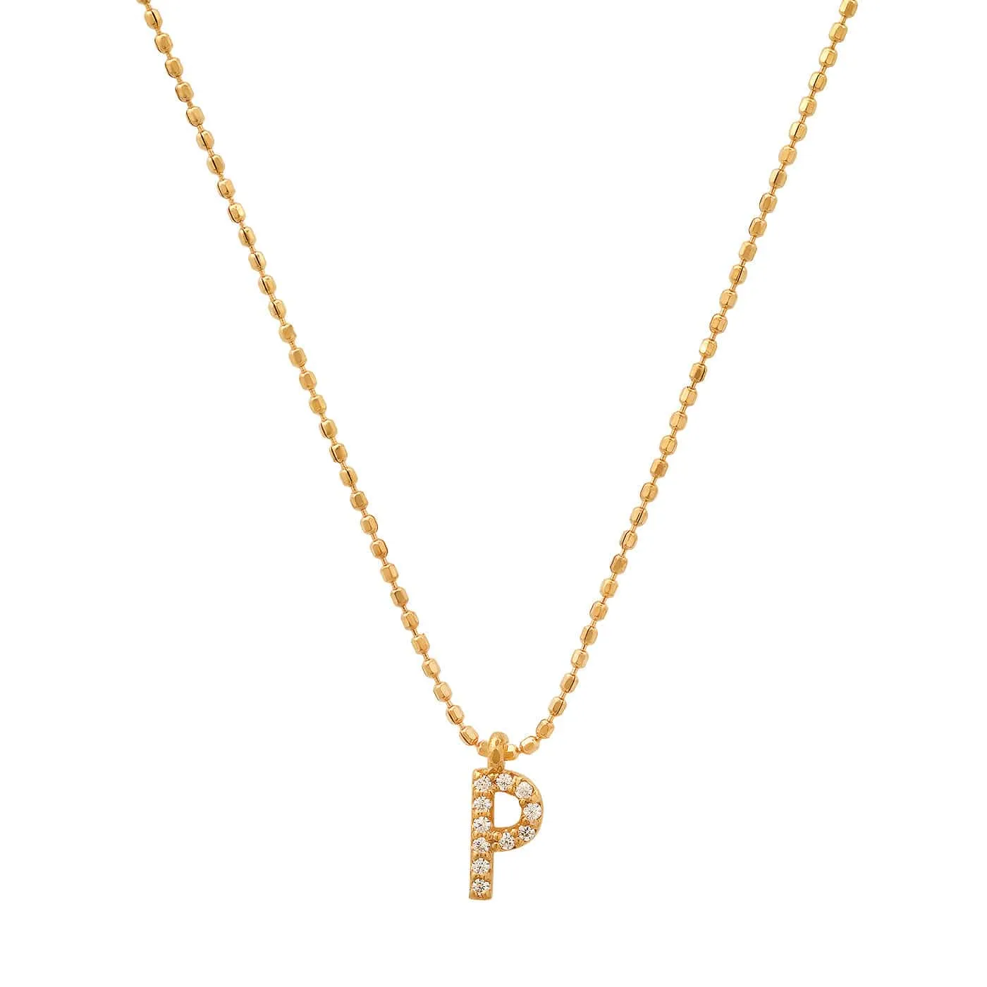 Pave Initial Ball Chain Necklace
