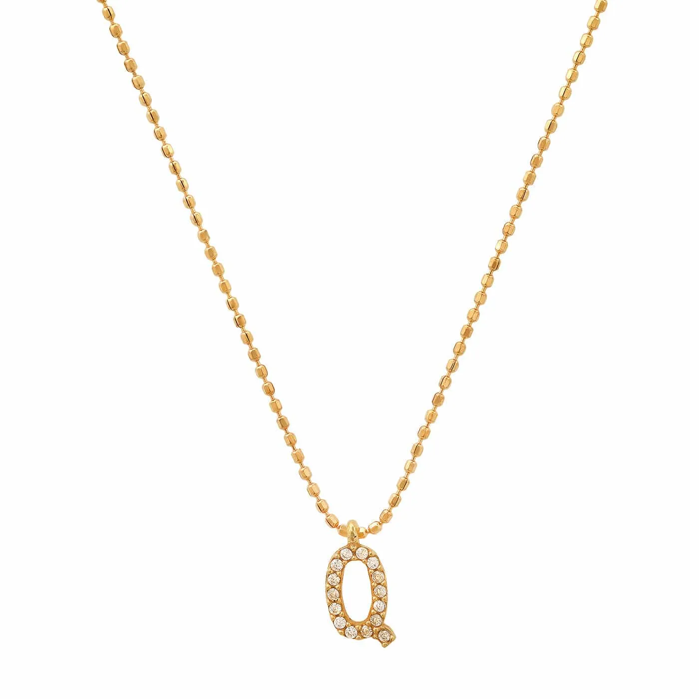 Pave Initial Ball Chain Necklace
