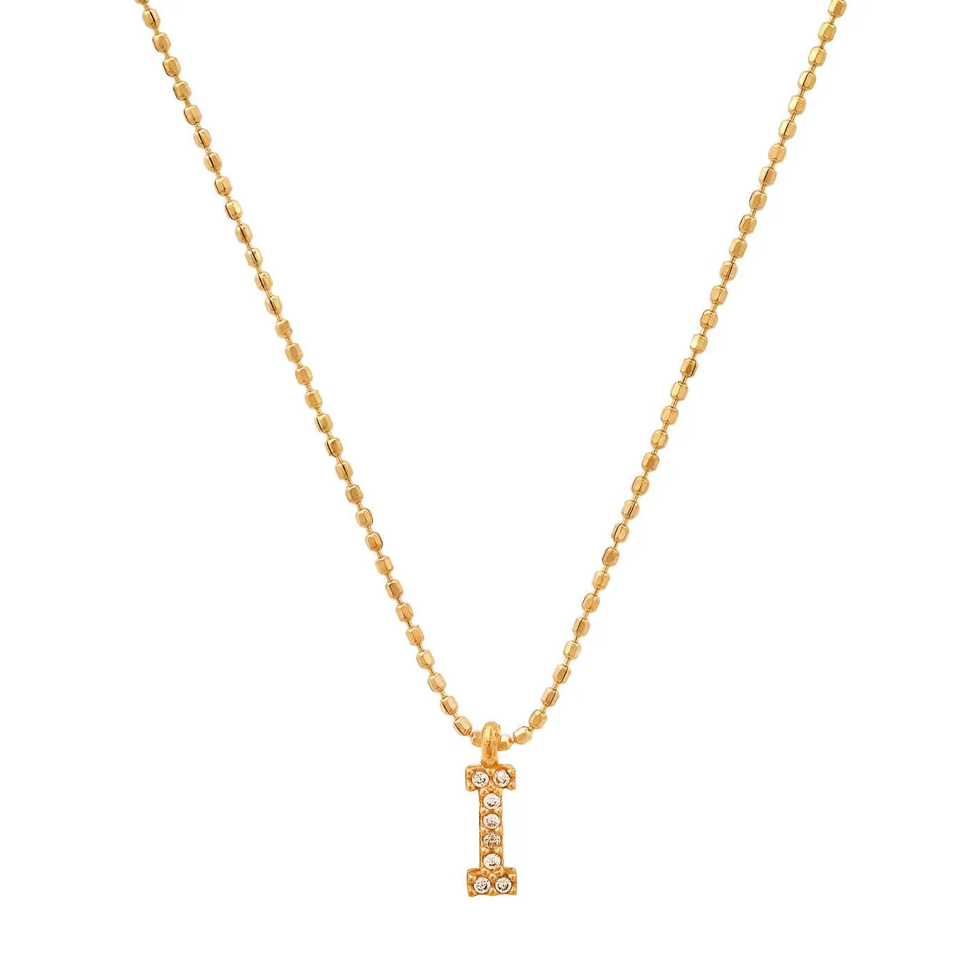 Pave Initial Ball Chain Necklace