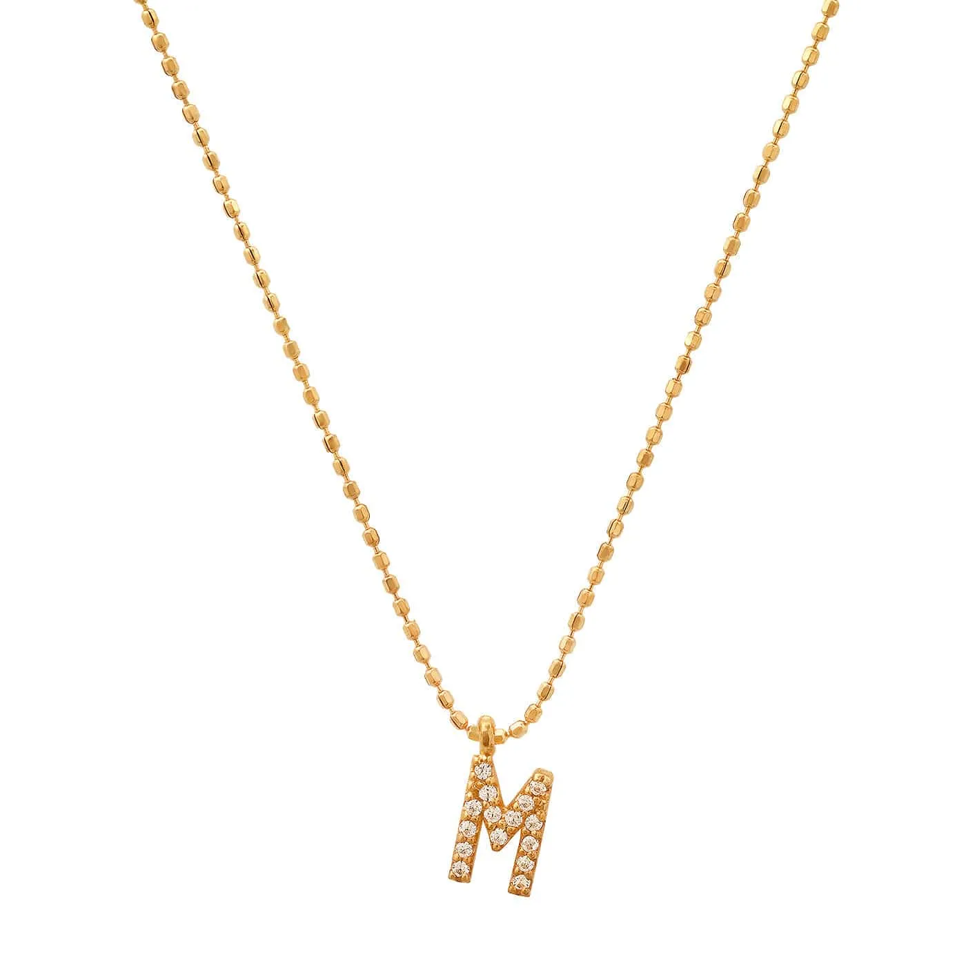 Pave Initial Ball Chain Necklace