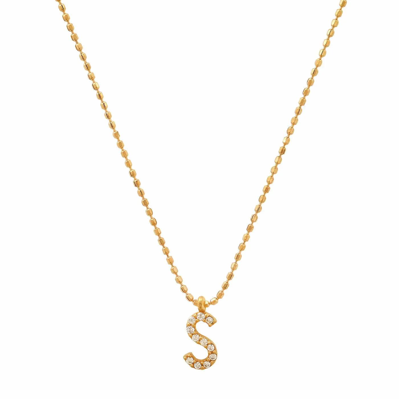 Pave Initial Ball Chain Necklace