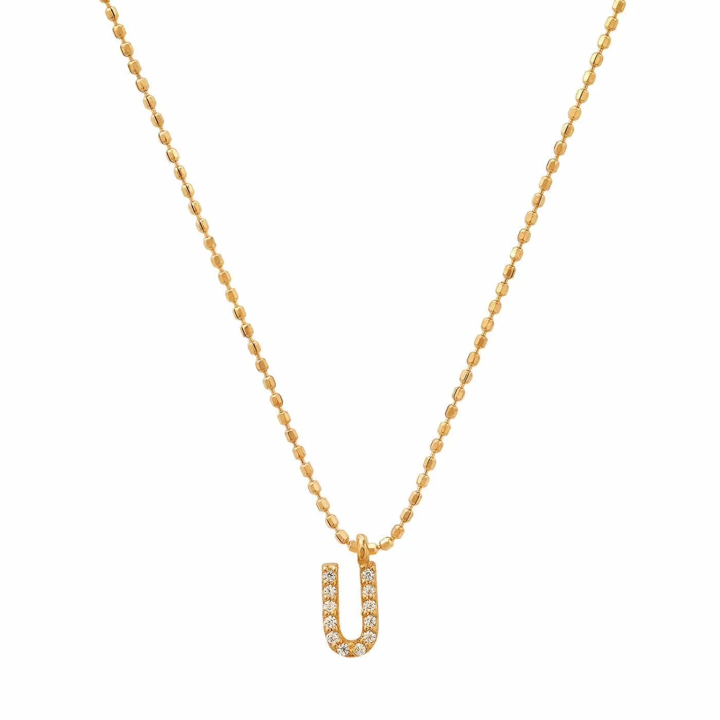 Pave Initial Ball Chain Necklace