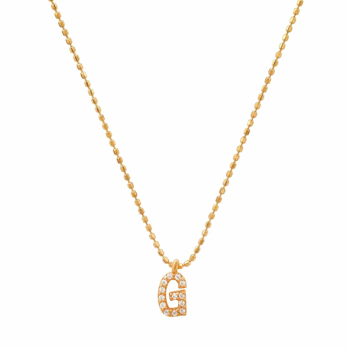 Pave Initial Ball Chain Necklace