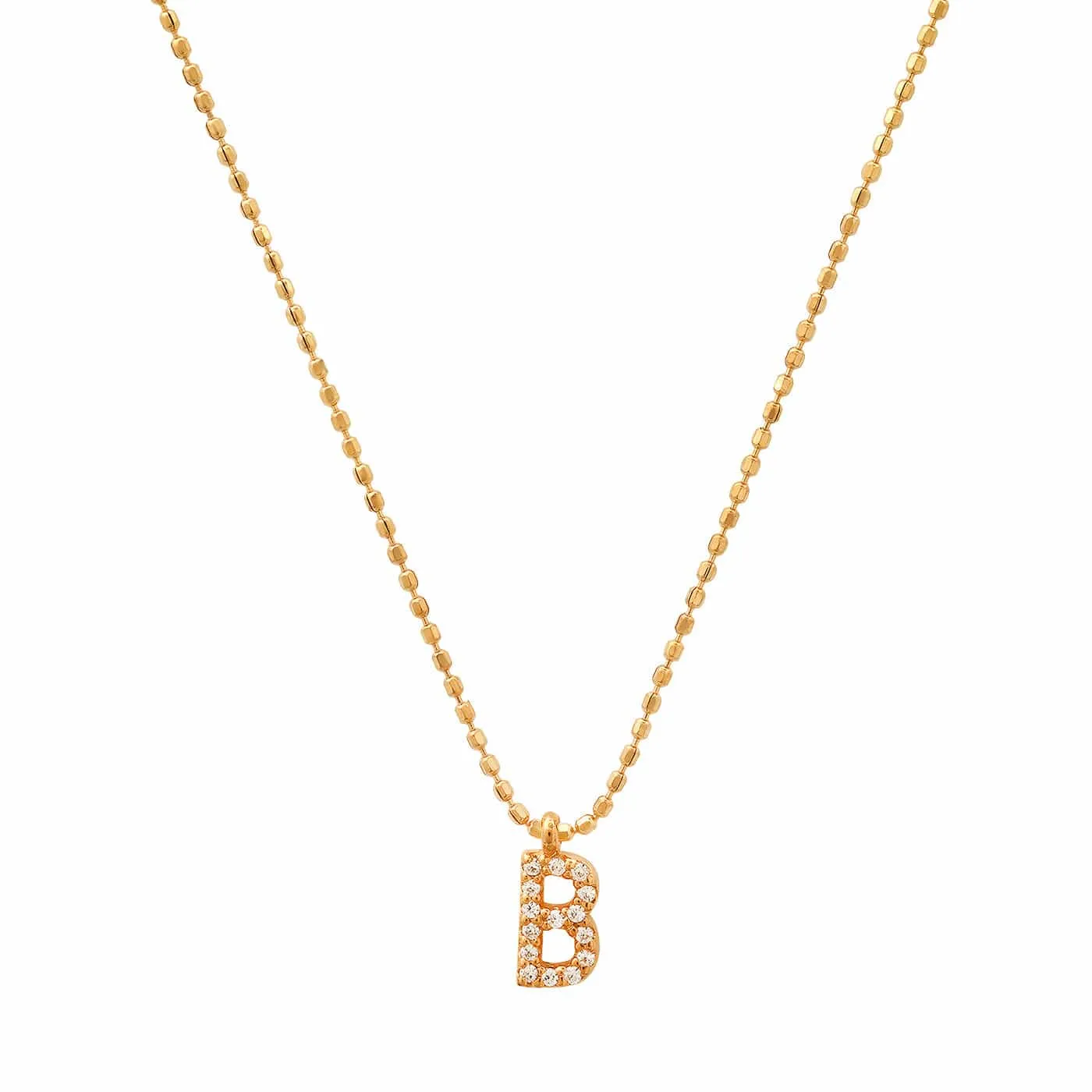 Pave Initial Ball Chain Necklace