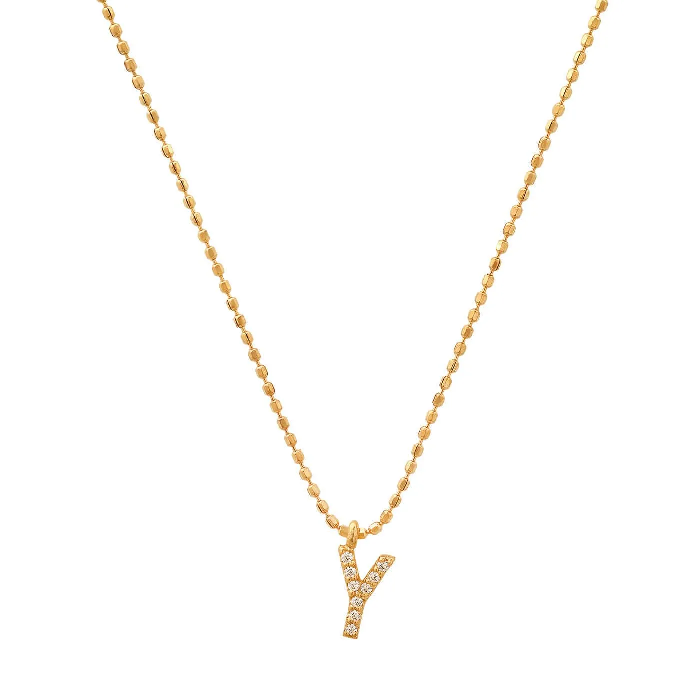 Pave Initial Ball Chain Necklace