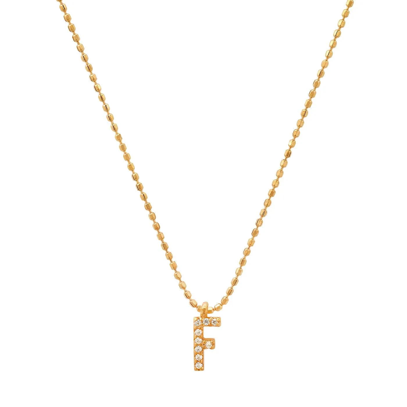 Pave Initial Ball Chain Necklace