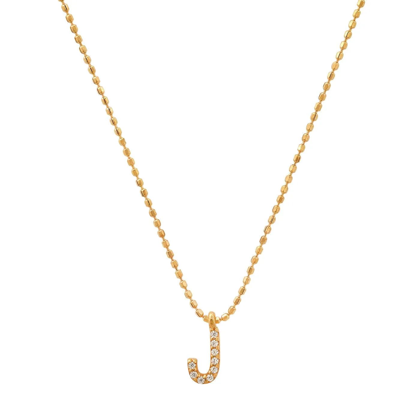 Pave Initial Ball Chain Necklace