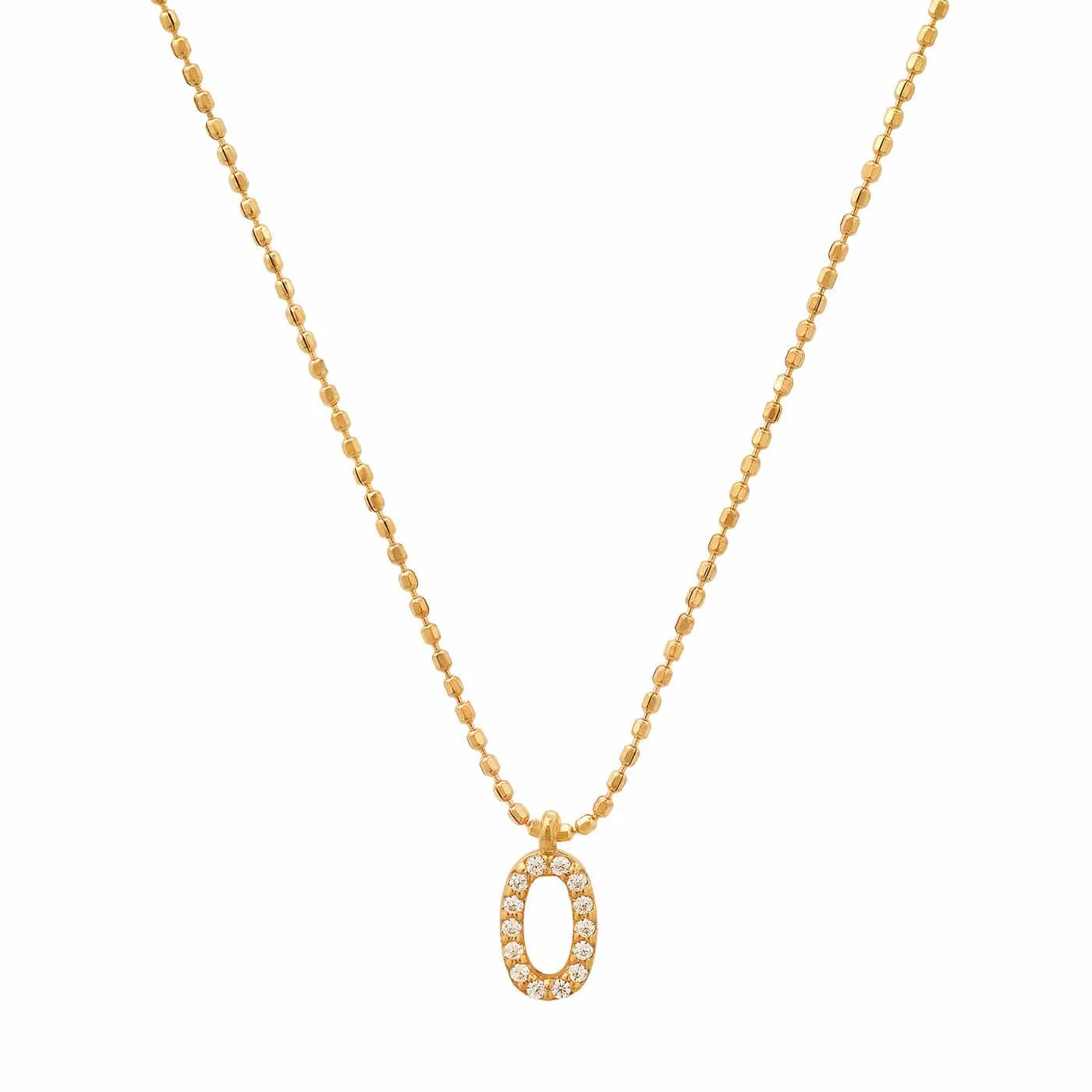 Pave Initial Ball Chain Necklace
