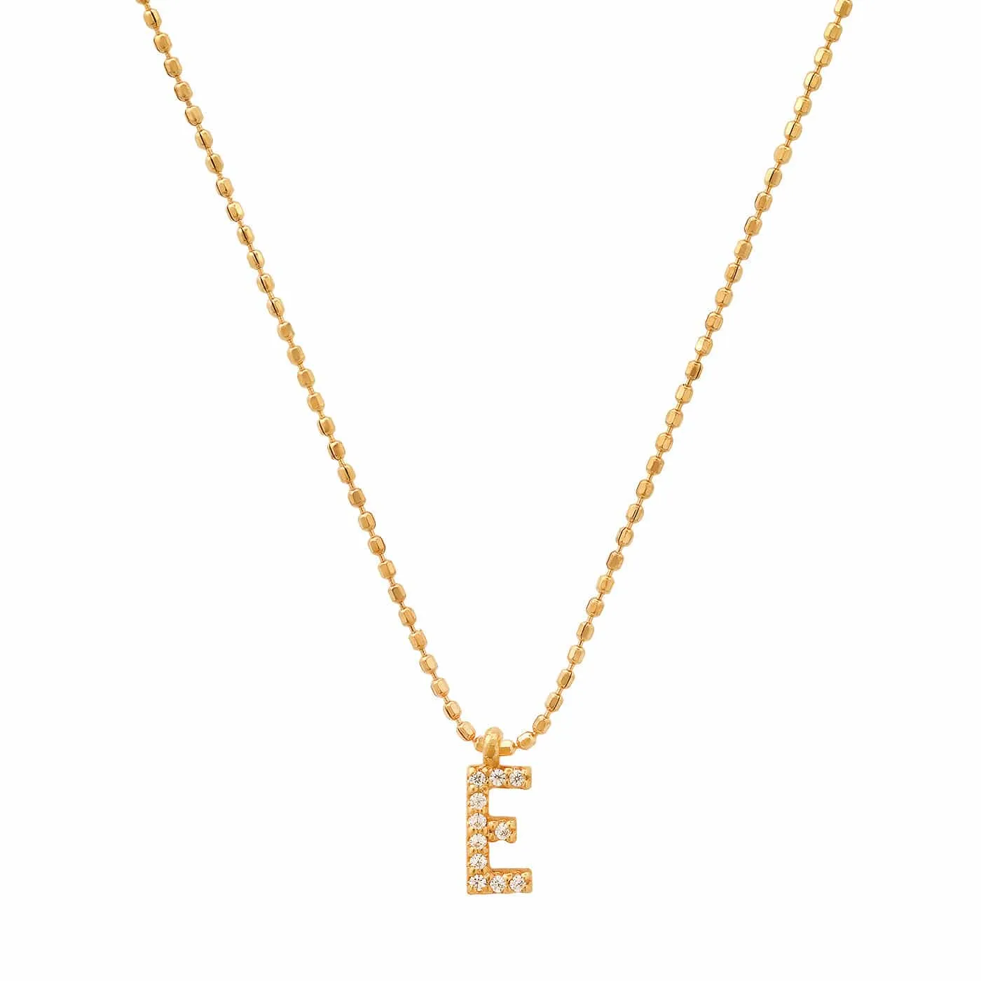 Pave Initial Ball Chain Necklace