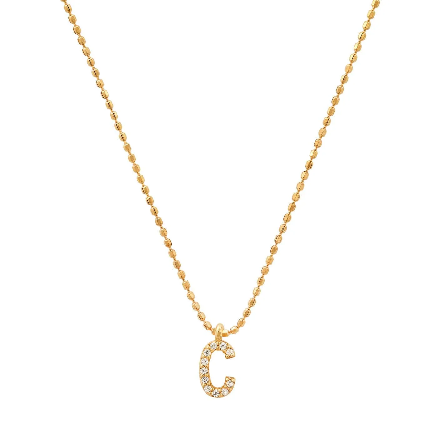 Pave Initial Ball Chain Necklace