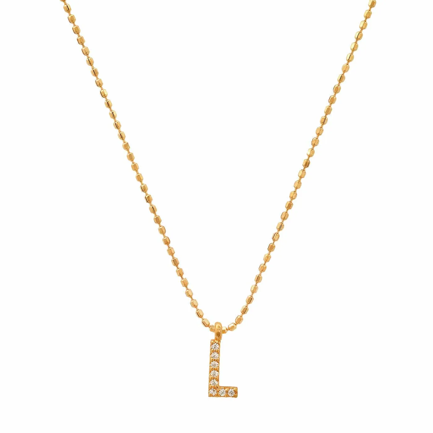 Pave Initial Ball Chain Necklace