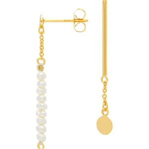 Pearls & Pin earring 1 pcs - Gold plated