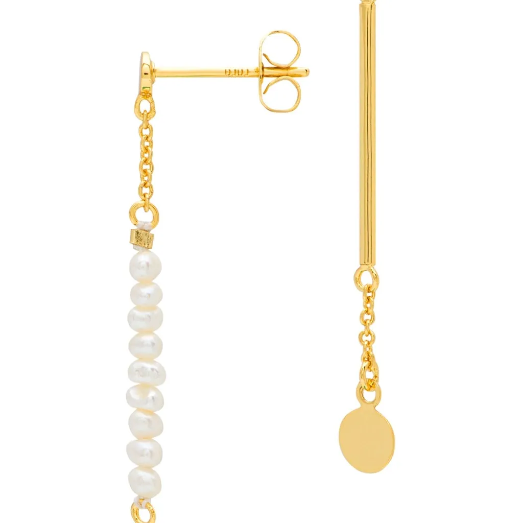 Pearls & Pin earring 1 pcs - Gold plated
