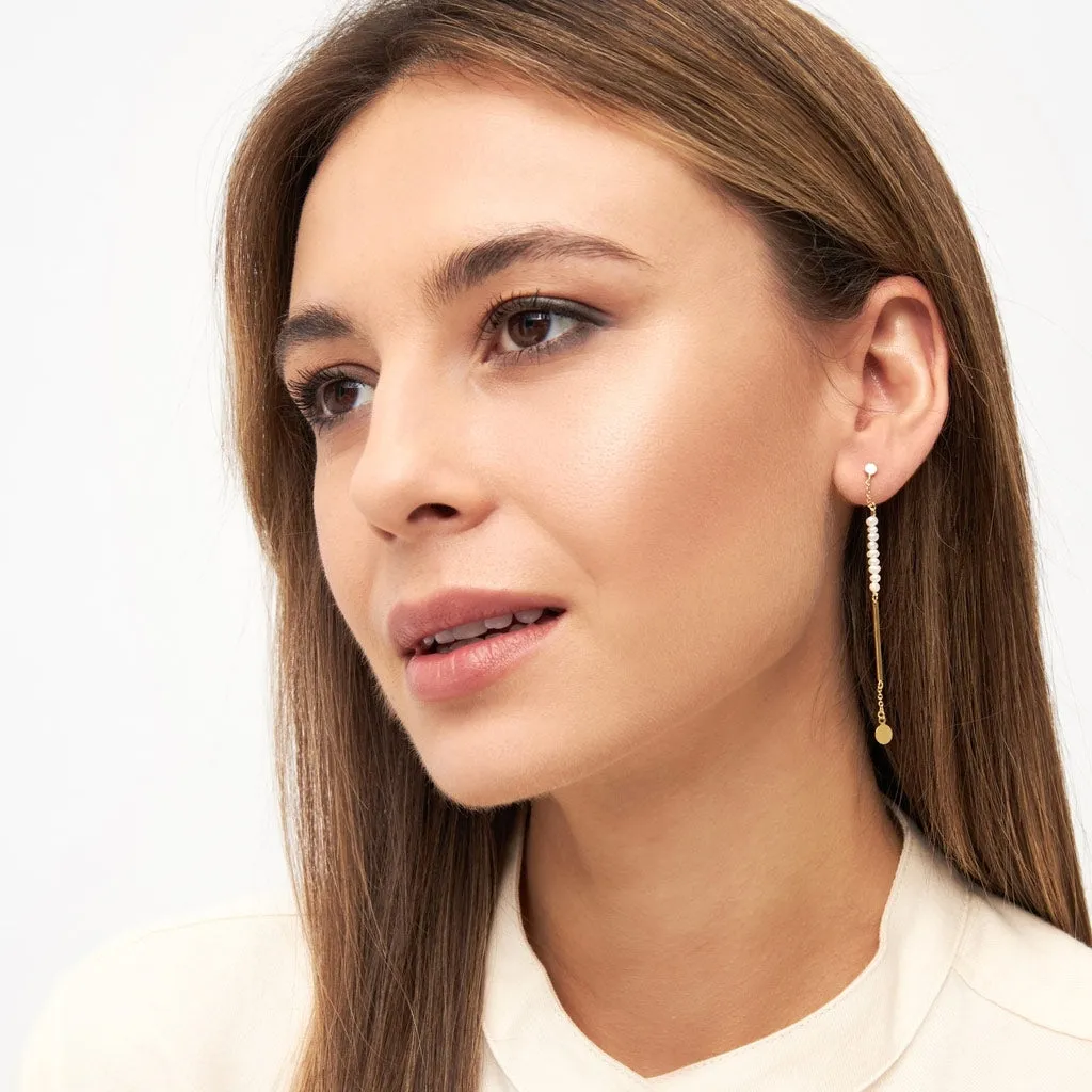 Pearls & Pin earring 1 pcs - Gold plated