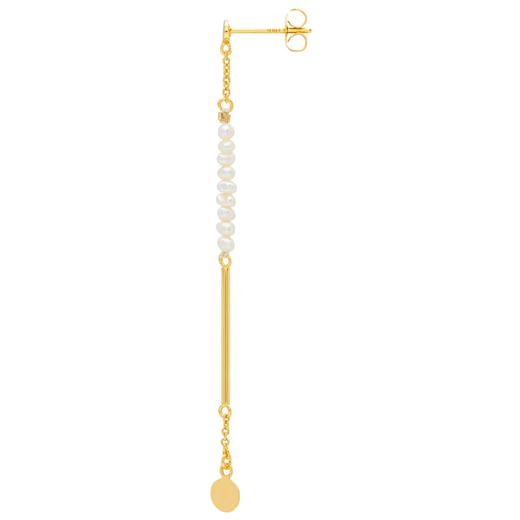 Pearls & Pin earring 1 pcs - Gold plated