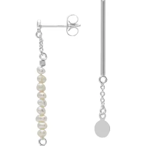 Pearls & Pin earring 1 pcs - Silver Plated