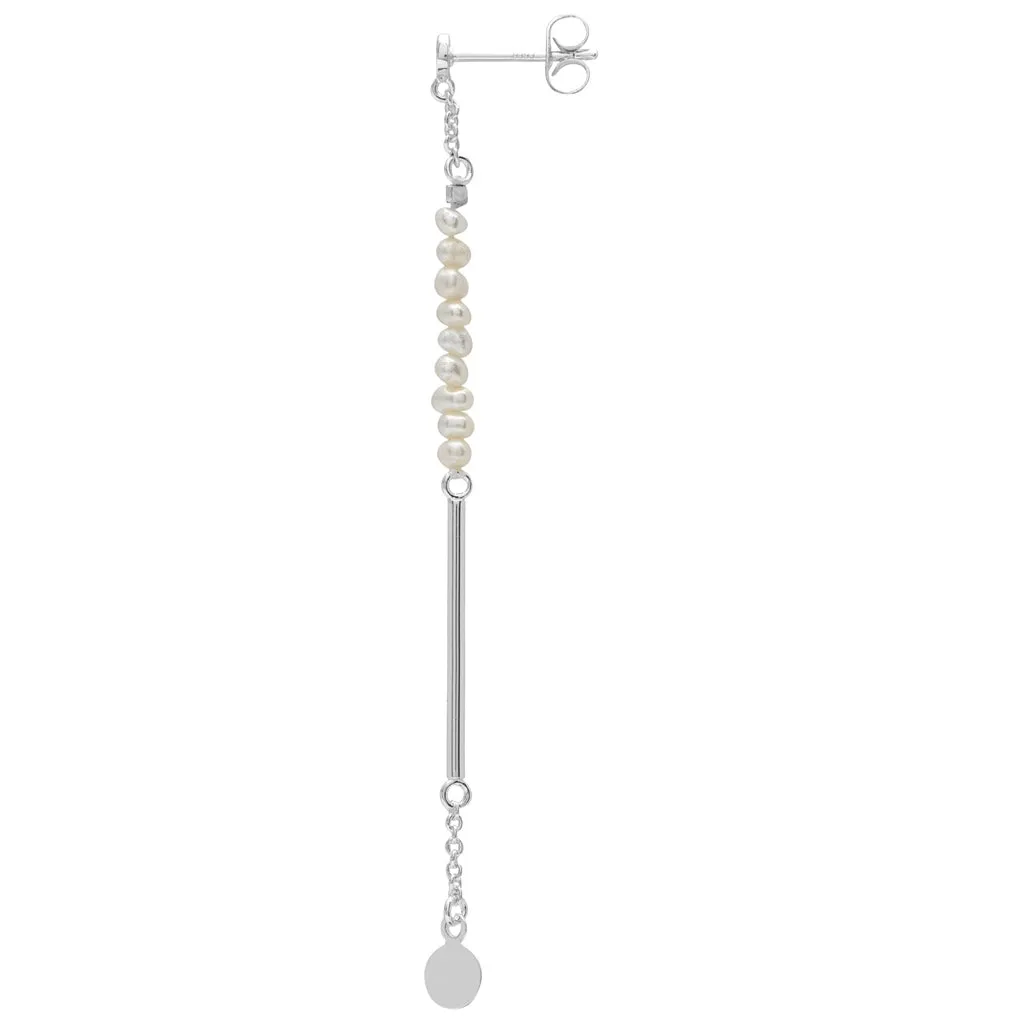 Pearls & Pin earring 1 pcs - Silver Plated