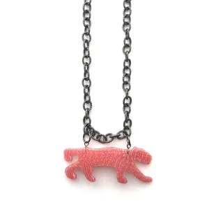 Pink Speckled Puma Big Cat Necklace