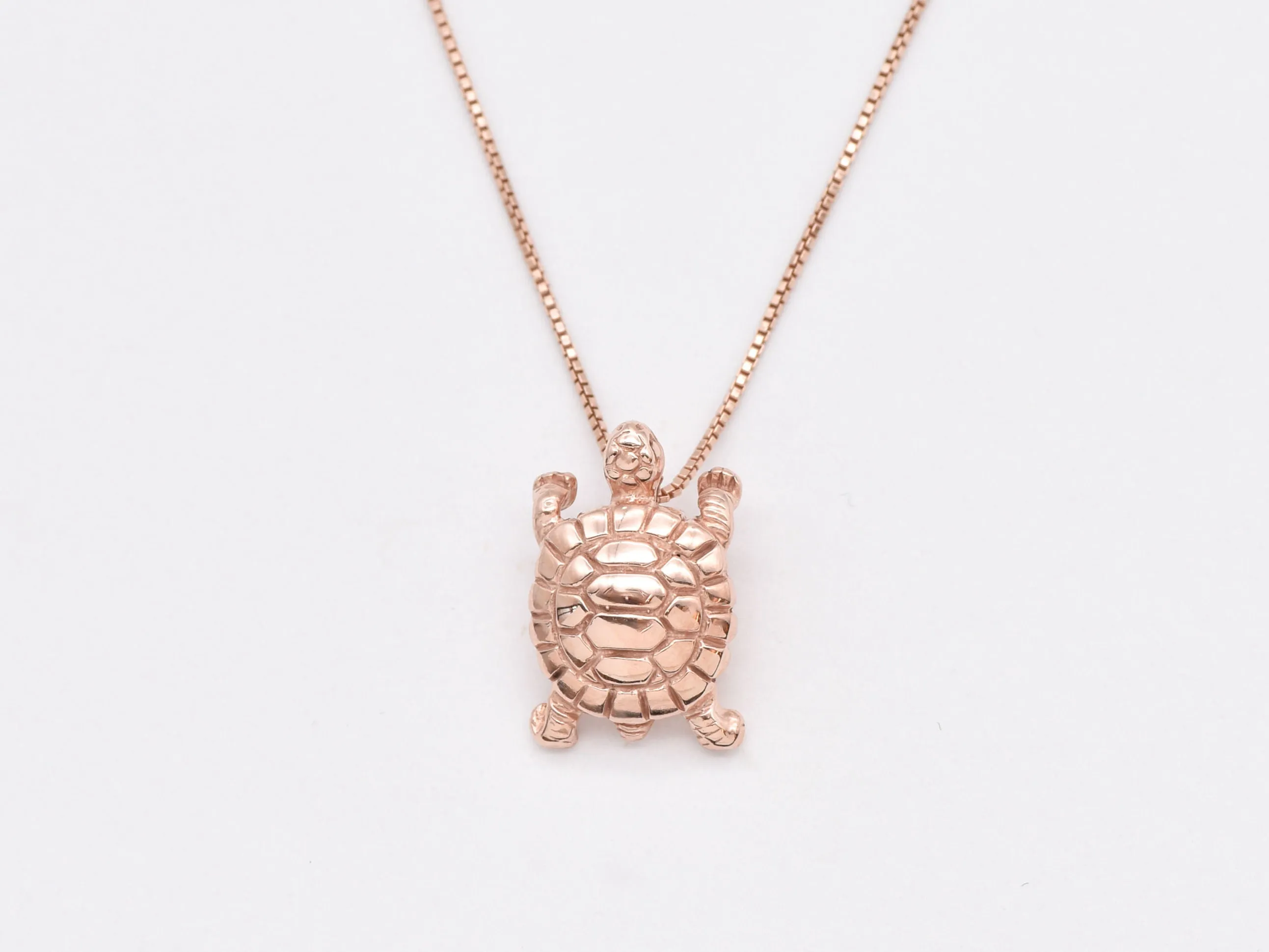Pink Turtle Pendant - Rose Gold Tortoise Necklace - Vintage Statement Necklace