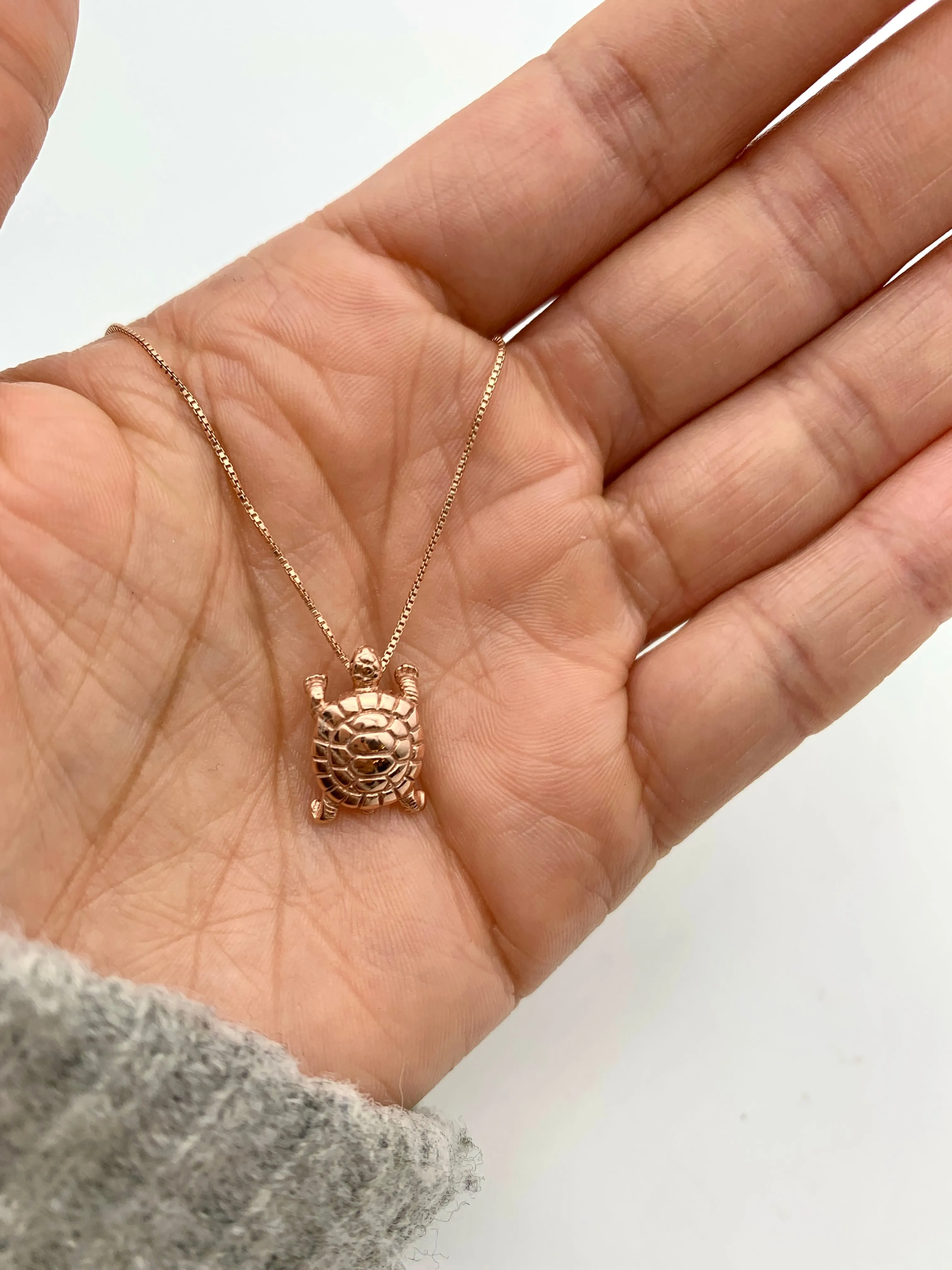 Pink Turtle Pendant - Rose Gold Tortoise Necklace - Vintage Statement Necklace