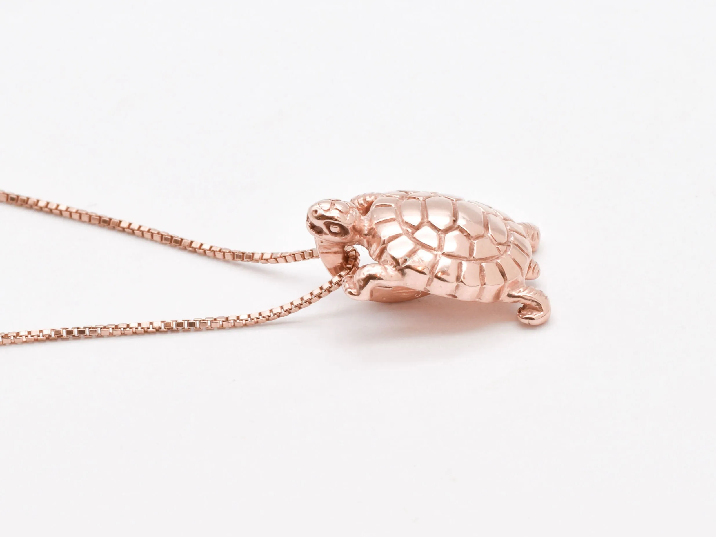 Pink Turtle Pendant - Rose Gold Tortoise Necklace - Vintage Statement Necklace