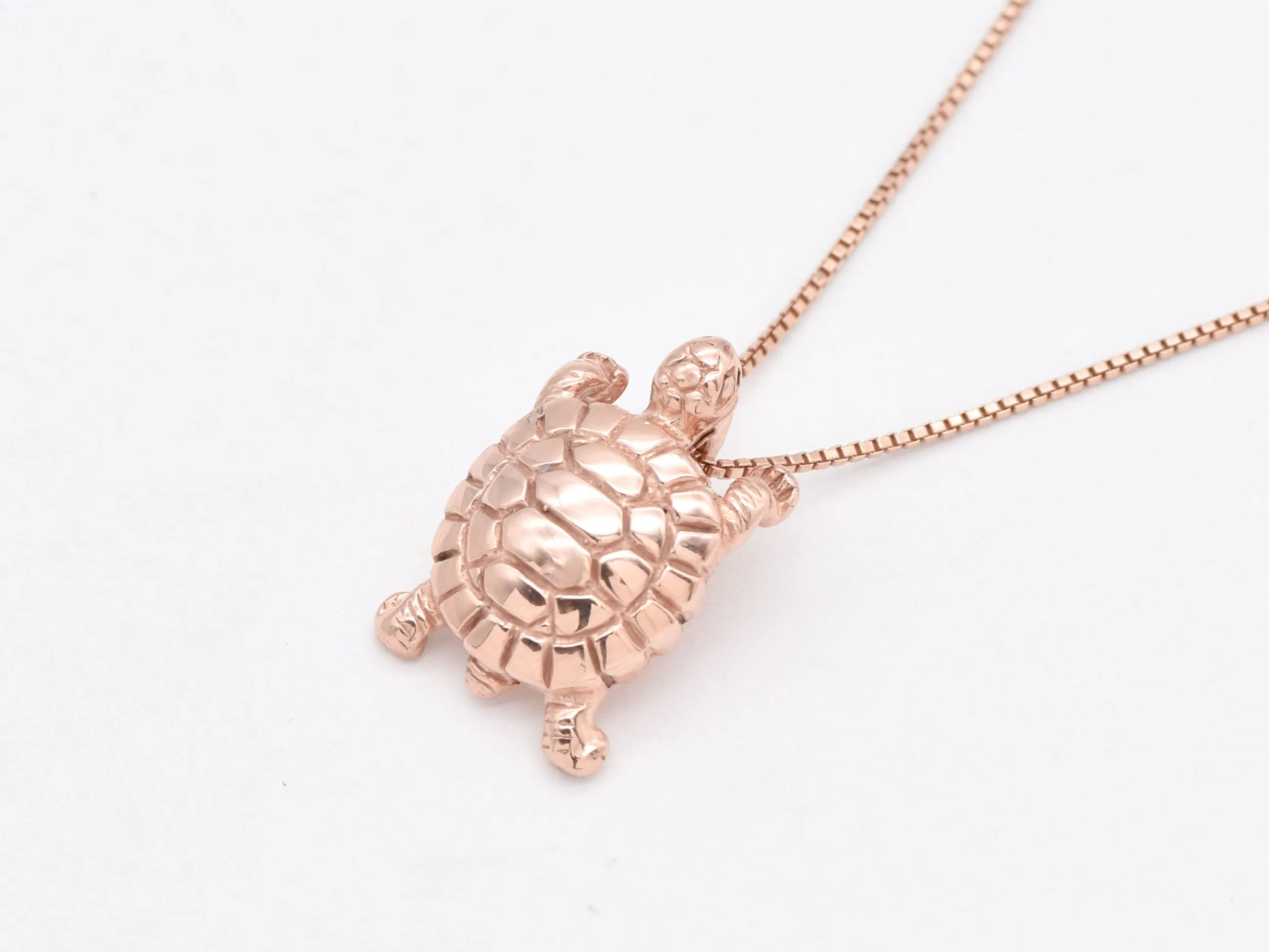 Pink Turtle Pendant - Rose Gold Tortoise Necklace - Vintage Statement Necklace