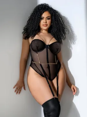 Plus Size Chained Fishnet Bodysuit