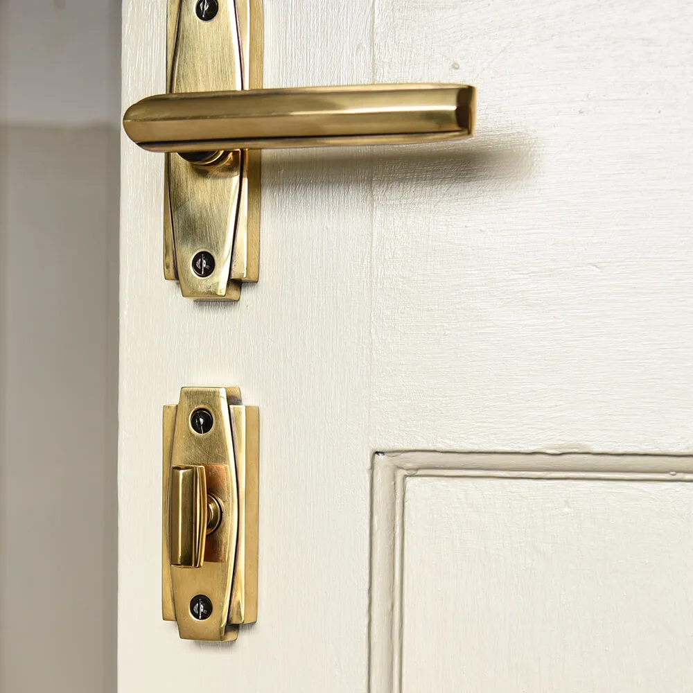 Polished Antique Brass Art Deco Lever Latch Door Handles