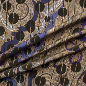 Purple/Dark Khaki Green Flocked Silk