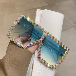 "Over the top" Rhinestone Square Sunglasses
