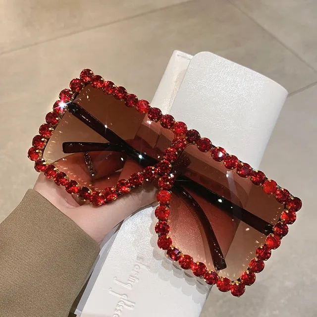 "Over the top" Rhinestone Square Sunglasses
