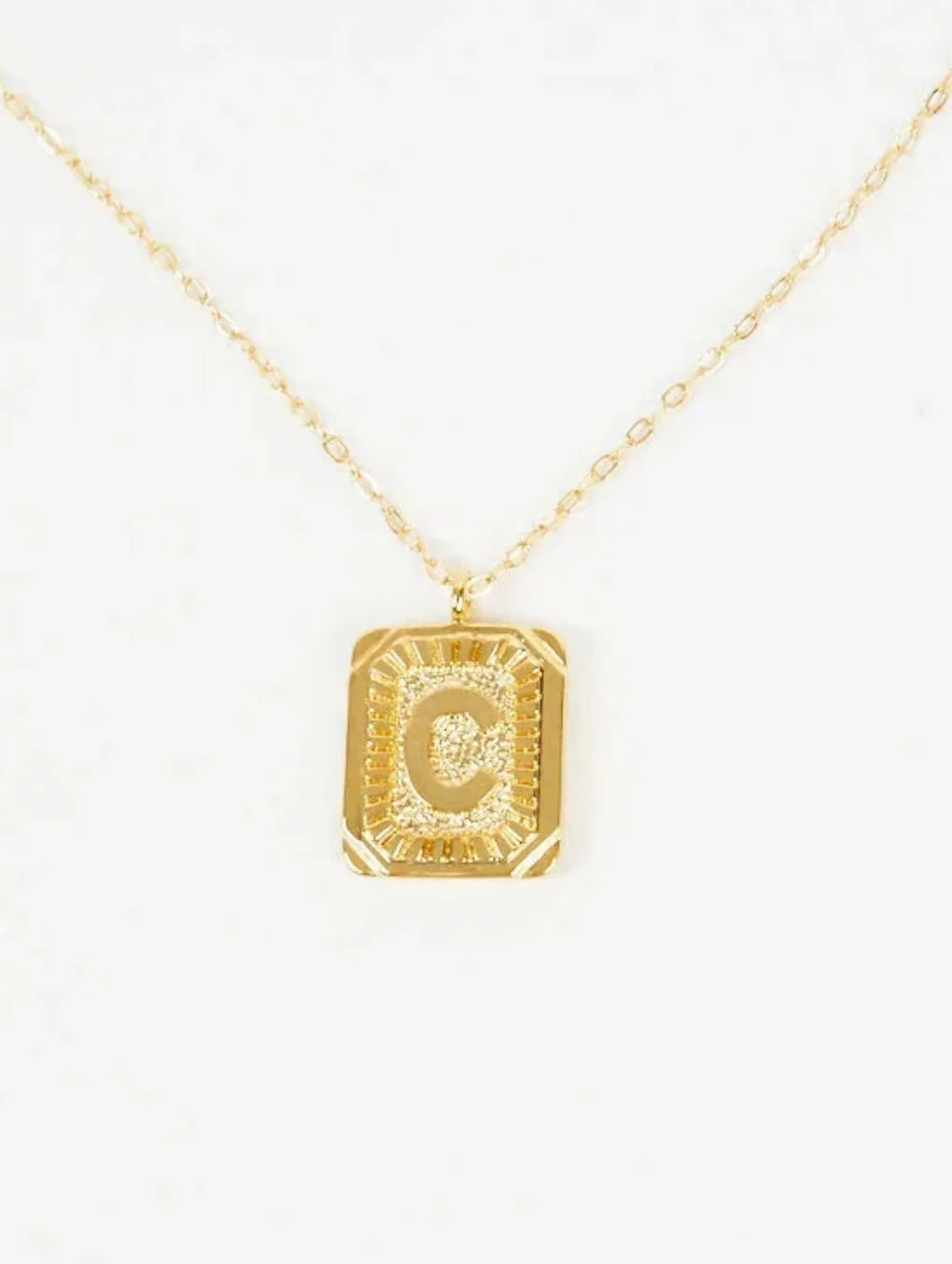 Rectangle Initial Necklace