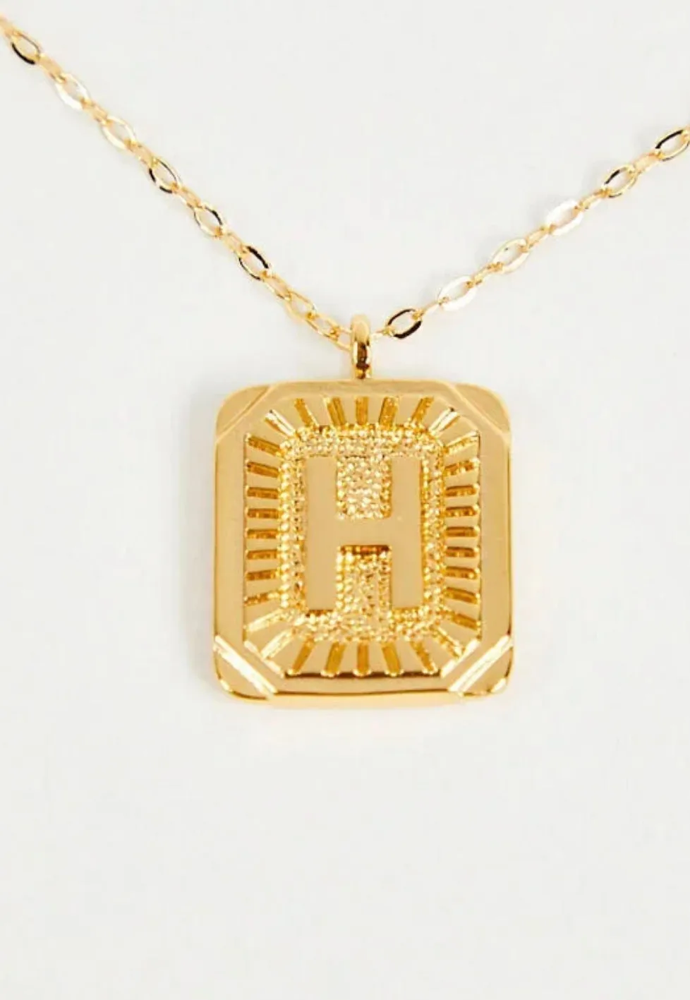 Rectangle Initial Necklace